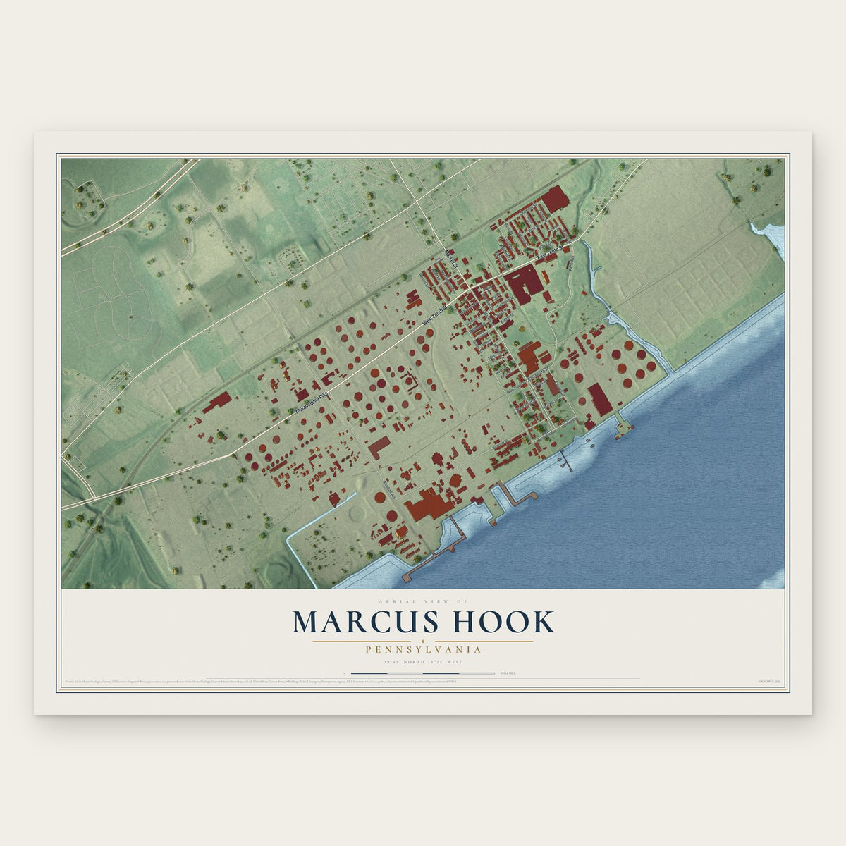 Marcus Hook, Pennsylvania map print, the full design