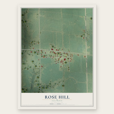 Rose Hill, Illinois map print, the full design