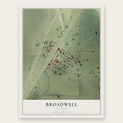 Broadwell, Illinois map print, the full design
