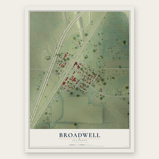 Broadwell, Illinois map print, the full design