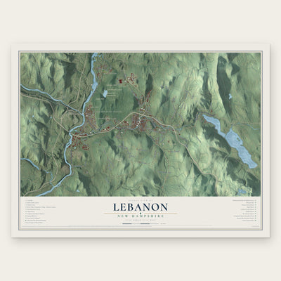 Lebanon, New Hampshire map print, the full design
