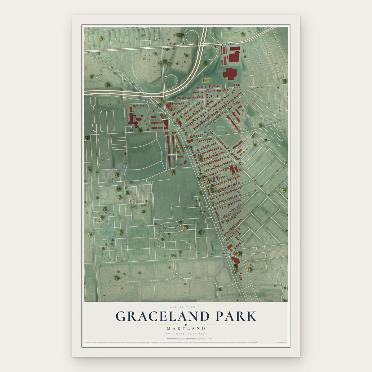 Graceland Park, Maryland map print, the full design