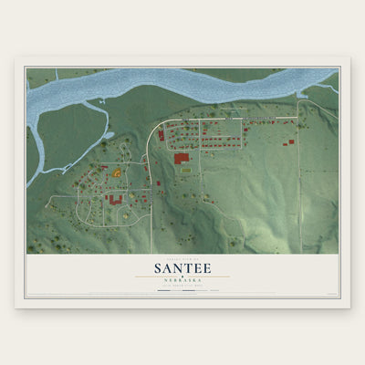 Santee, Nebraska map print, the full design