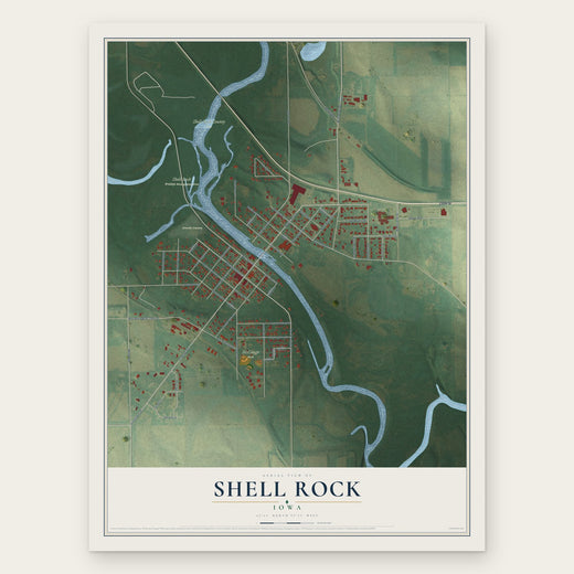 Shell Rock, Iowa map print, the full design