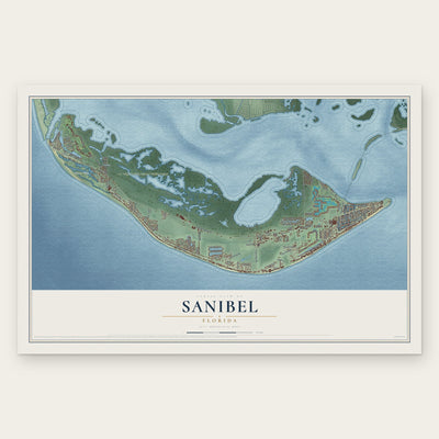Sanibel, Florida map print, the full design