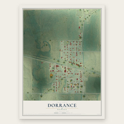 Dorrance, Kansas map print, the full design