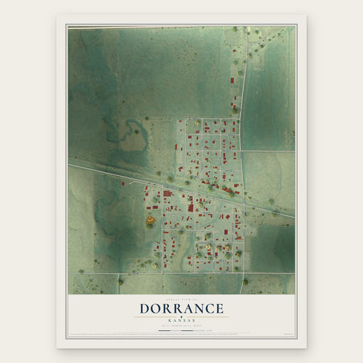 Dorrance, Kansas map print, the full design