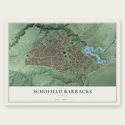Schofield Barracks, Hawaii map print, the full design