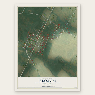 Bloxom, Virginia map print, the full design