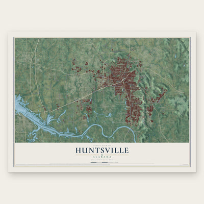 Huntsville, Alabama map print, the full design