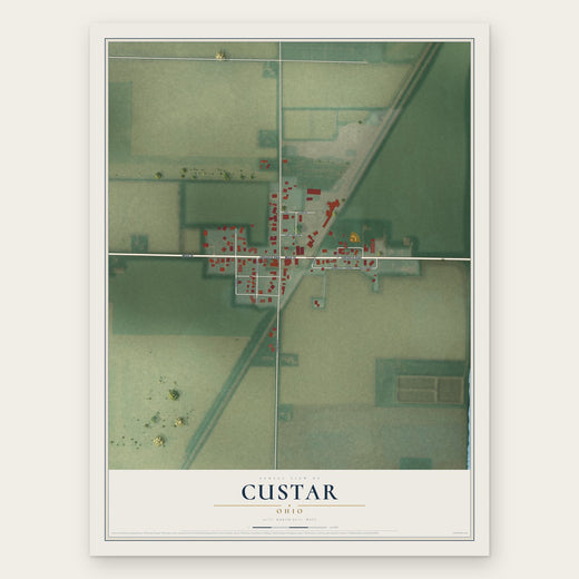 Custar, Ohio map print, the full design
