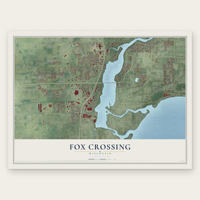 Fox Crossing, Wisconsin map print, the full design