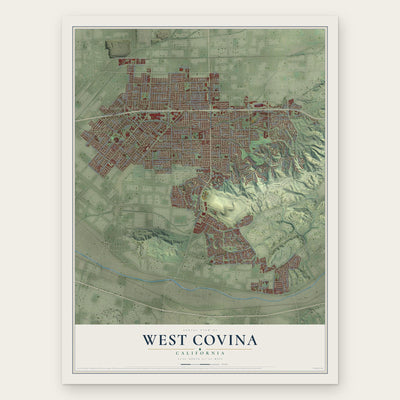 West Covina, California map print, the full design