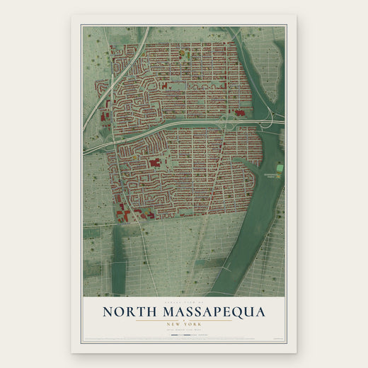 North Massapequa, New York map print, the full design