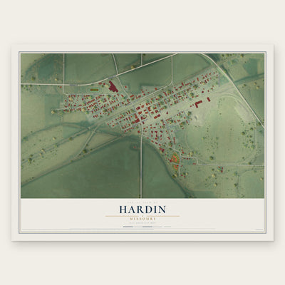 Hardin, Missouri map print, the full design