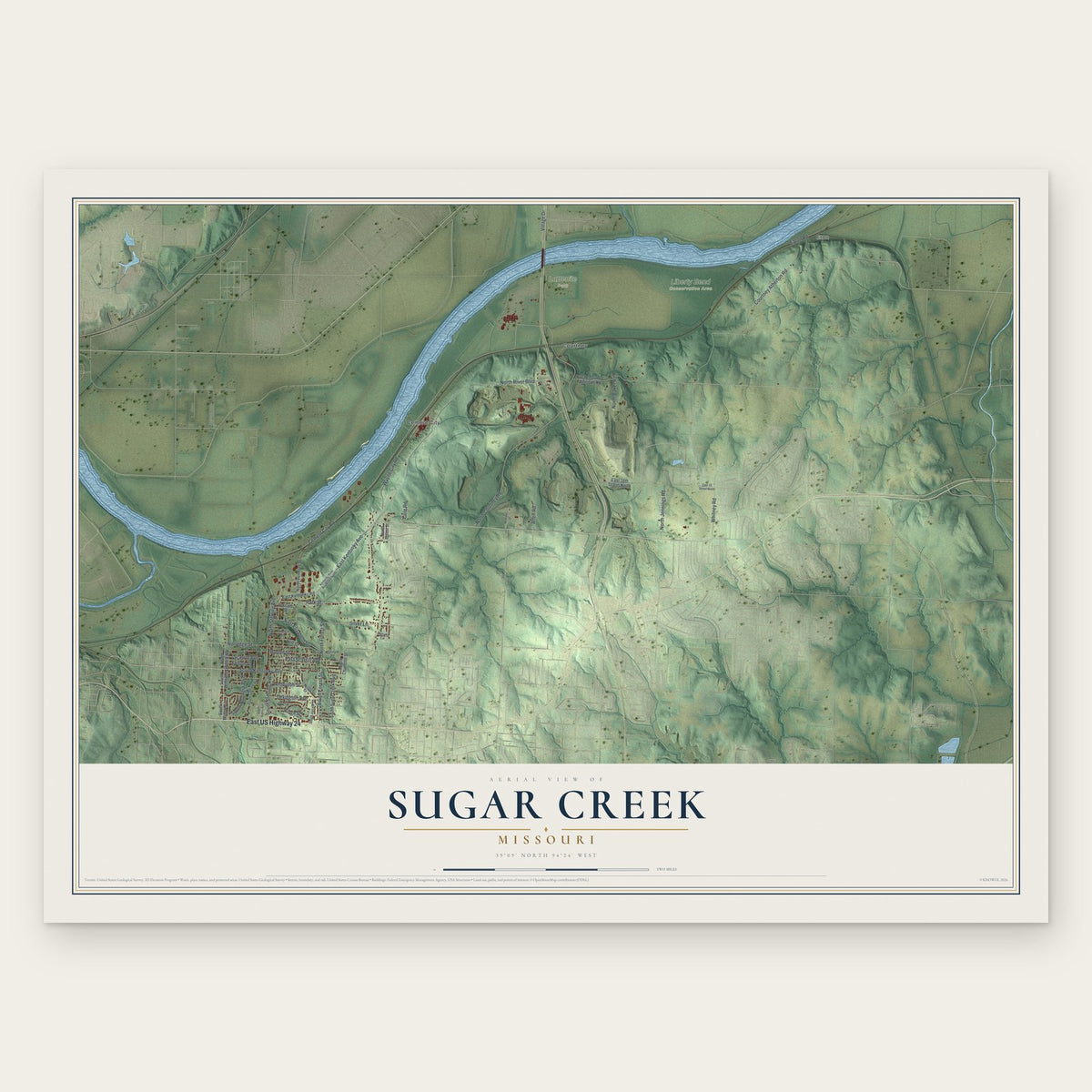 Sugar Creek, Missouri map print, the full design