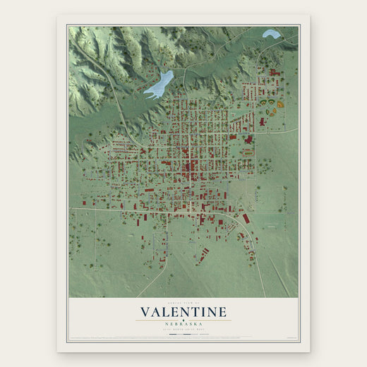 Valentine, Nebraska map print, the full design