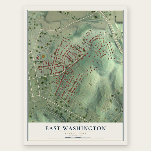 East Washington, Pennsylvania map print, the full design