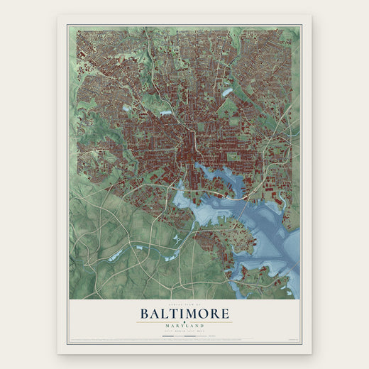Baltimore, Maryland map print, the full design
