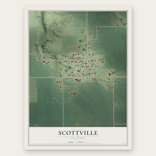 Scottville, Illinois map print, the full design