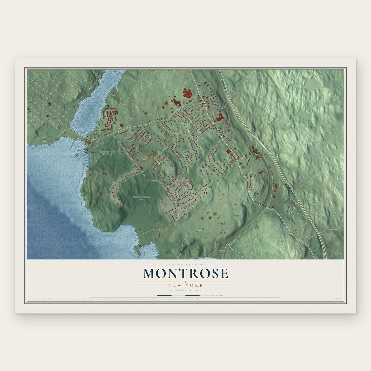 Montrose, New York map print, the full design