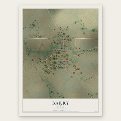Barry, Texas map print, the full design