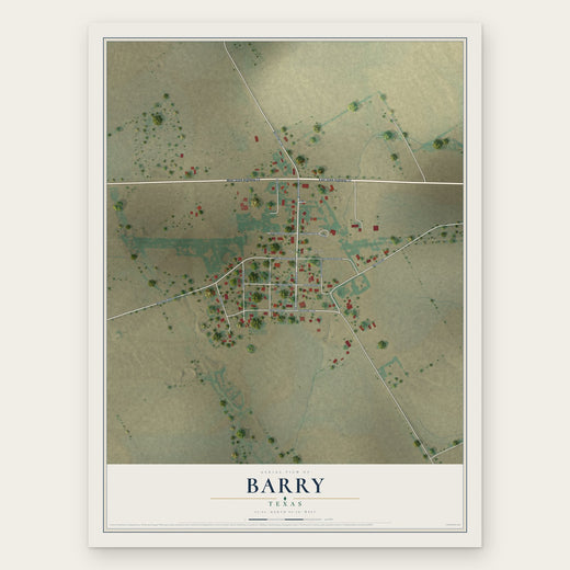 Barry, Texas map print, the full design