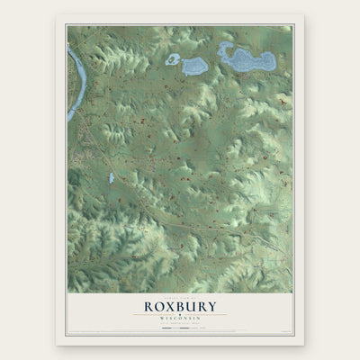 Roxbury, Wisconsin map print, the full design