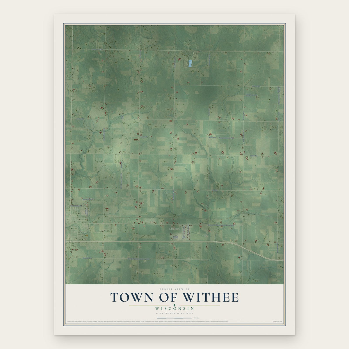Town of Withee, Wisconsin map print, the full design