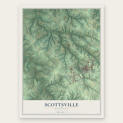 Scottsville, Kentucky map print, the full design
