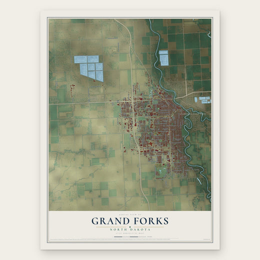 Grand Forks, North Dakota map print, the full design