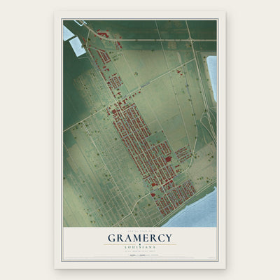 Gramercy, Louisiana map print, the full design
