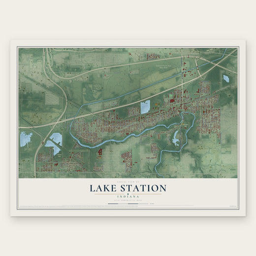 Lake Station, Indiana map print, the full design