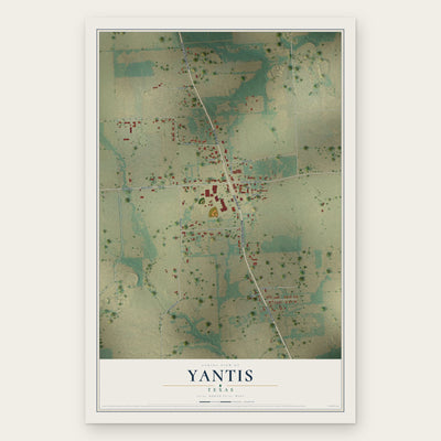 Yantis, Texas map print, the full design