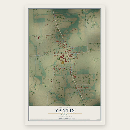 Yantis, Texas map print, the full design