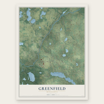 Greenfield, Minnesota map print, the full design