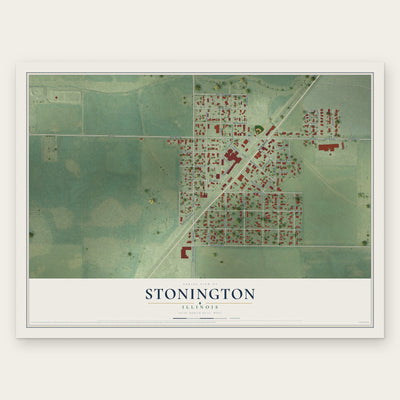 Stonington, Illinois map print, the full design