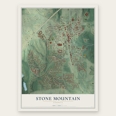 Stone Mountain, Georgia map print, the full design