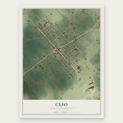 Clio, South Carolina map print, the full design