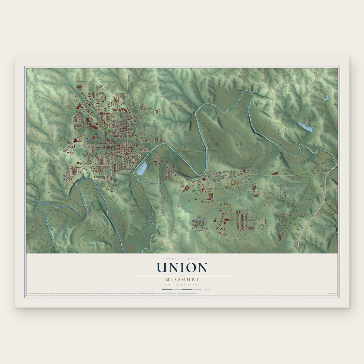 Union, Missouri map print, the full design