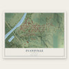 Evansville, Illinois map print, the full design