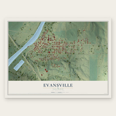 Evansville, Illinois map print, the full design