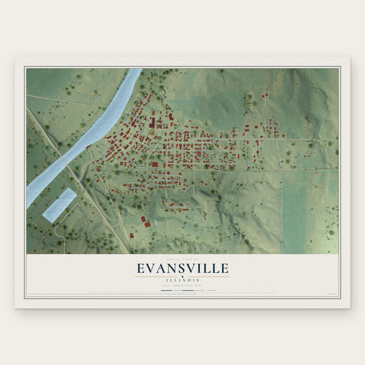 Evansville, Illinois map print, the full design