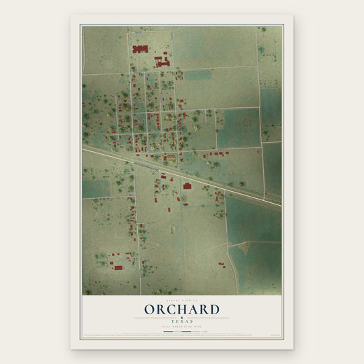 Orchard, Texas map print, the full design