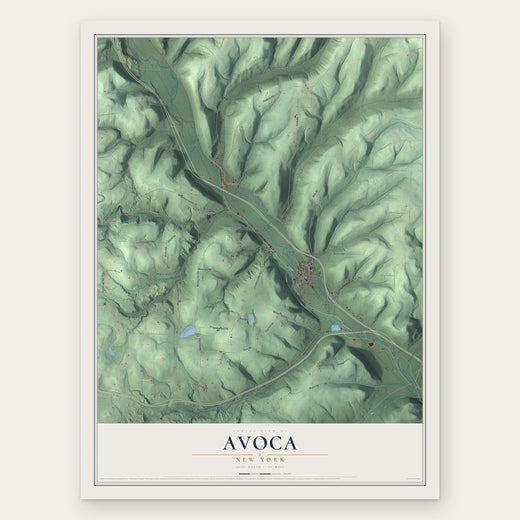 Avoca, New York map print, the full design