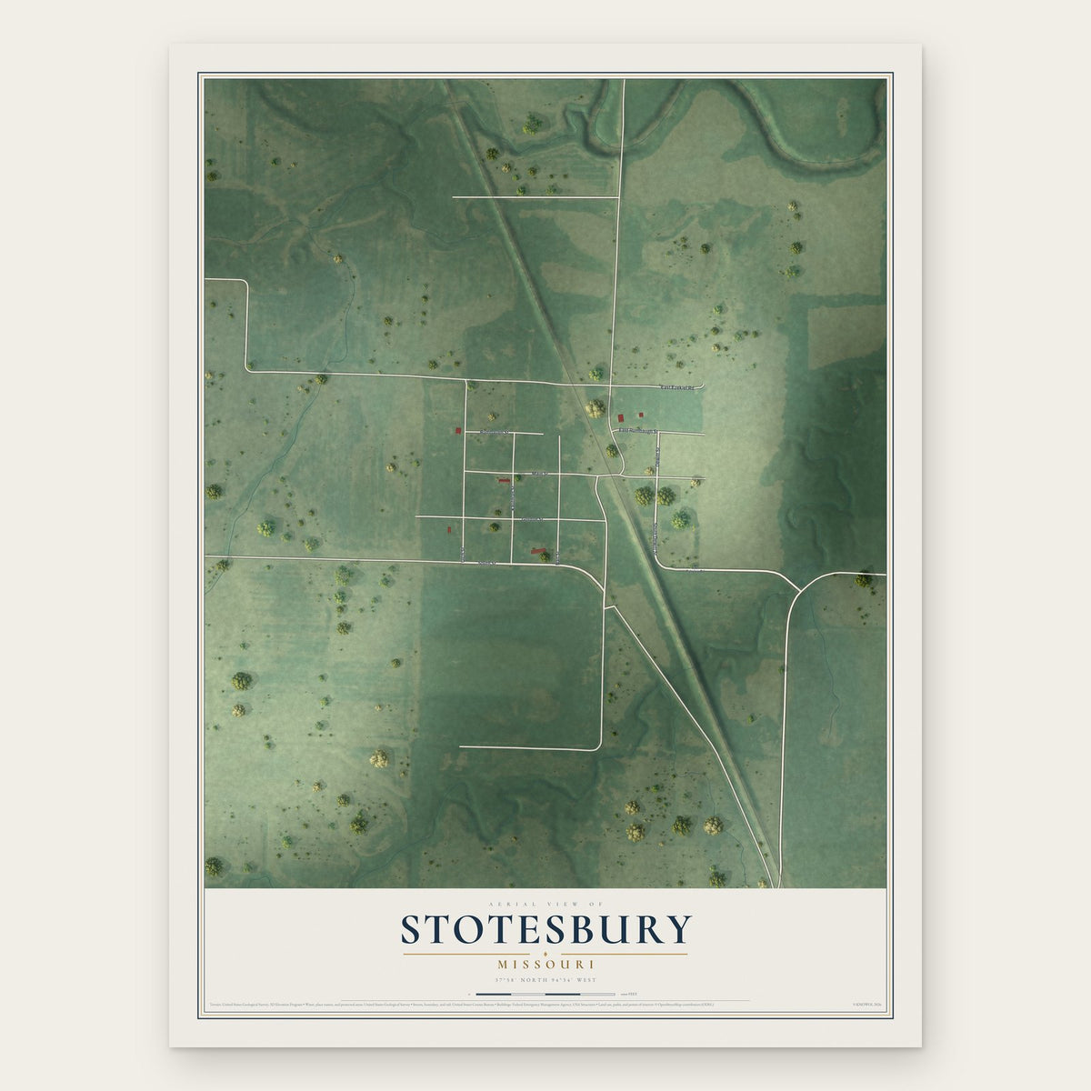 Stotesbury, Missouri map print, the full design