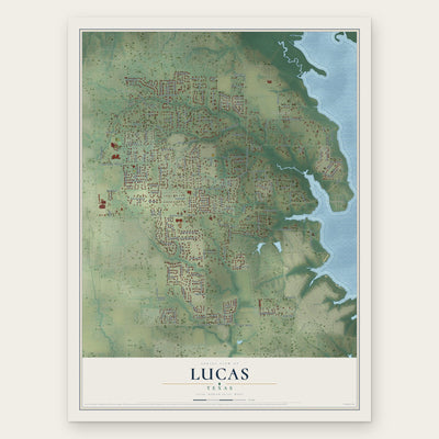 Lucas, Texas map print, the full design