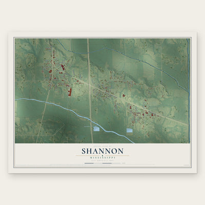 Shannon, Mississippi map print, the full design
