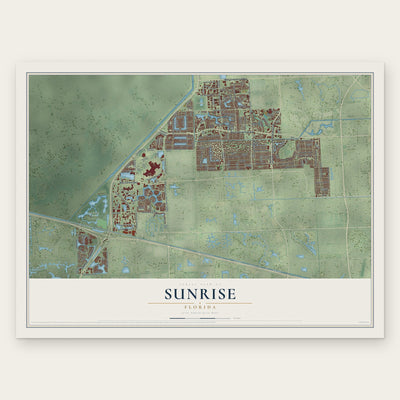 Sunrise, Florida map print, the full design