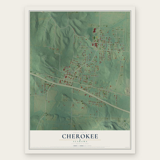 Cherokee, Alabama map print, the full design